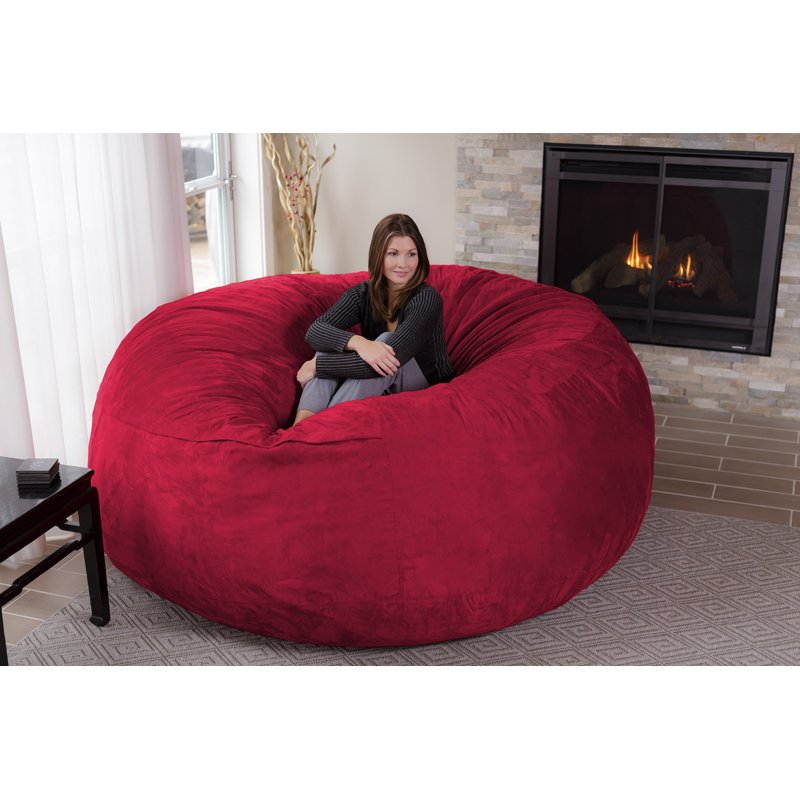 Latitude Run Bean Bag Chair Lounger Giant 8 Foot Classic Shredded Memory Foam Filled Furniture Bean Bag Chair Lounger with Removable and Machine Washable Cover Big Bean Bag Sofa Lounger